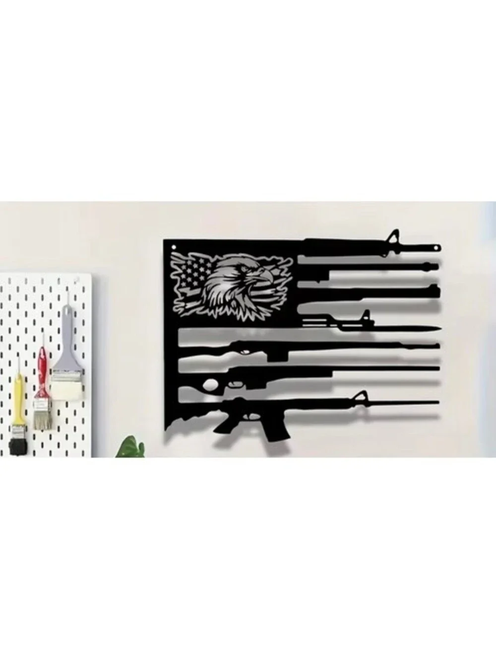 Patriotic American Metal Gun Flag  that makes a statement 12x9”
